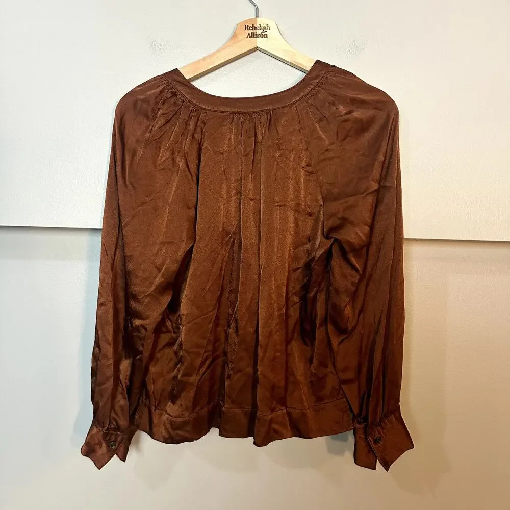 Rails Wynna Top Cedar Brown/Orange Silky Blouse SZ SMALL MSRP $234 EUC - Picture 15 of 16
